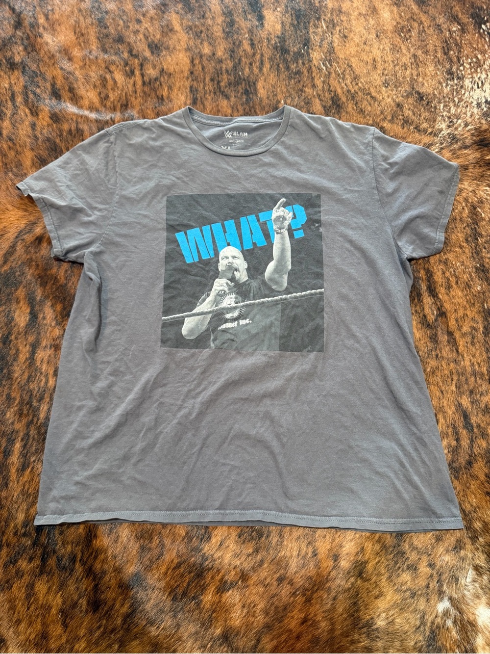WWE Stone Cold Steve Austin Slam Crate WHAT? Graphic T-Shirt Gray Mens Large XL